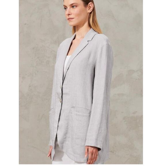 Transit par Such Light Grey Lagenlook Linen Blend Jacket Blazer sz 1=6 org. $999 - Picture 12 of 12